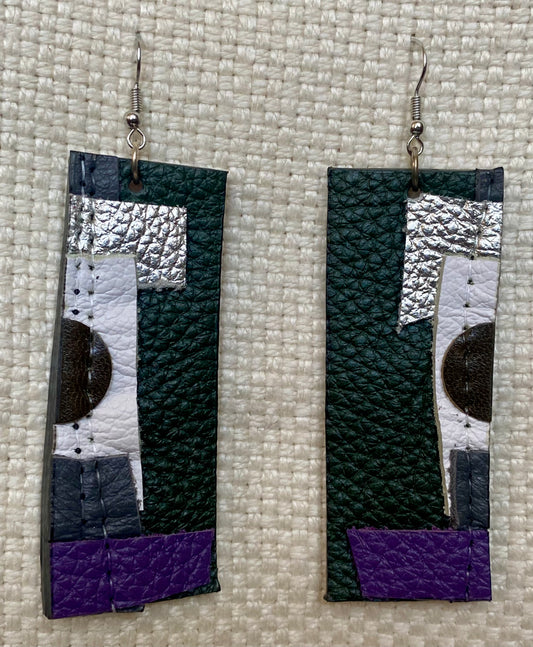 Leather Earrings  -  Length of longest side  3-1/2 inches