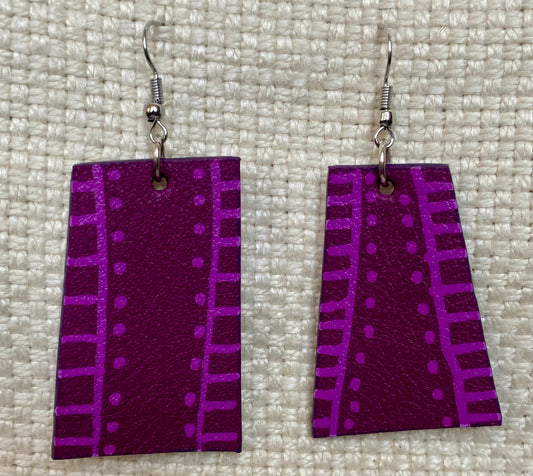 Leather Earrings  -  Length of longest side  2-1/2 inches