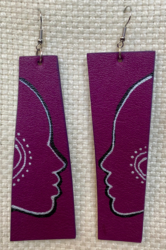 Leather Earrings  -  Length of longest side  4 inches