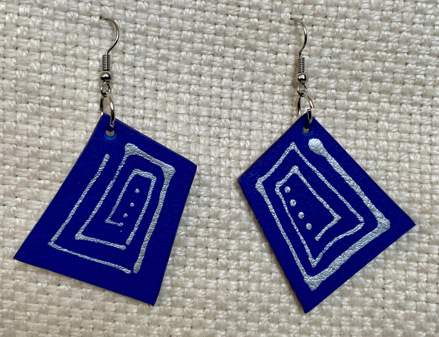 Leather Earrings  -  Length of longest side 2-1/2  inches