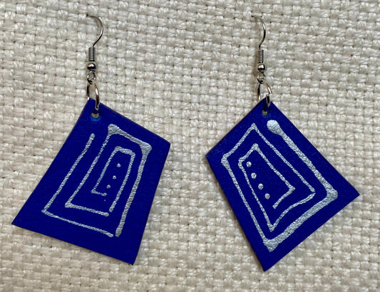 Leather Earrings  -  Length of longest side 2-1/2  inches