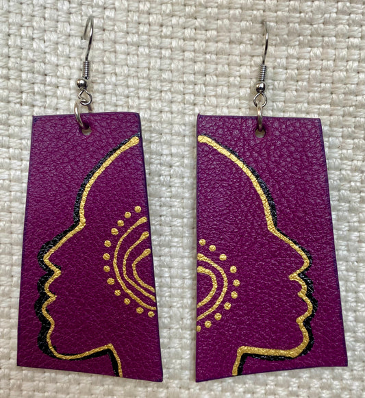 Leather Earrings  -  Length of longest side  3 inches