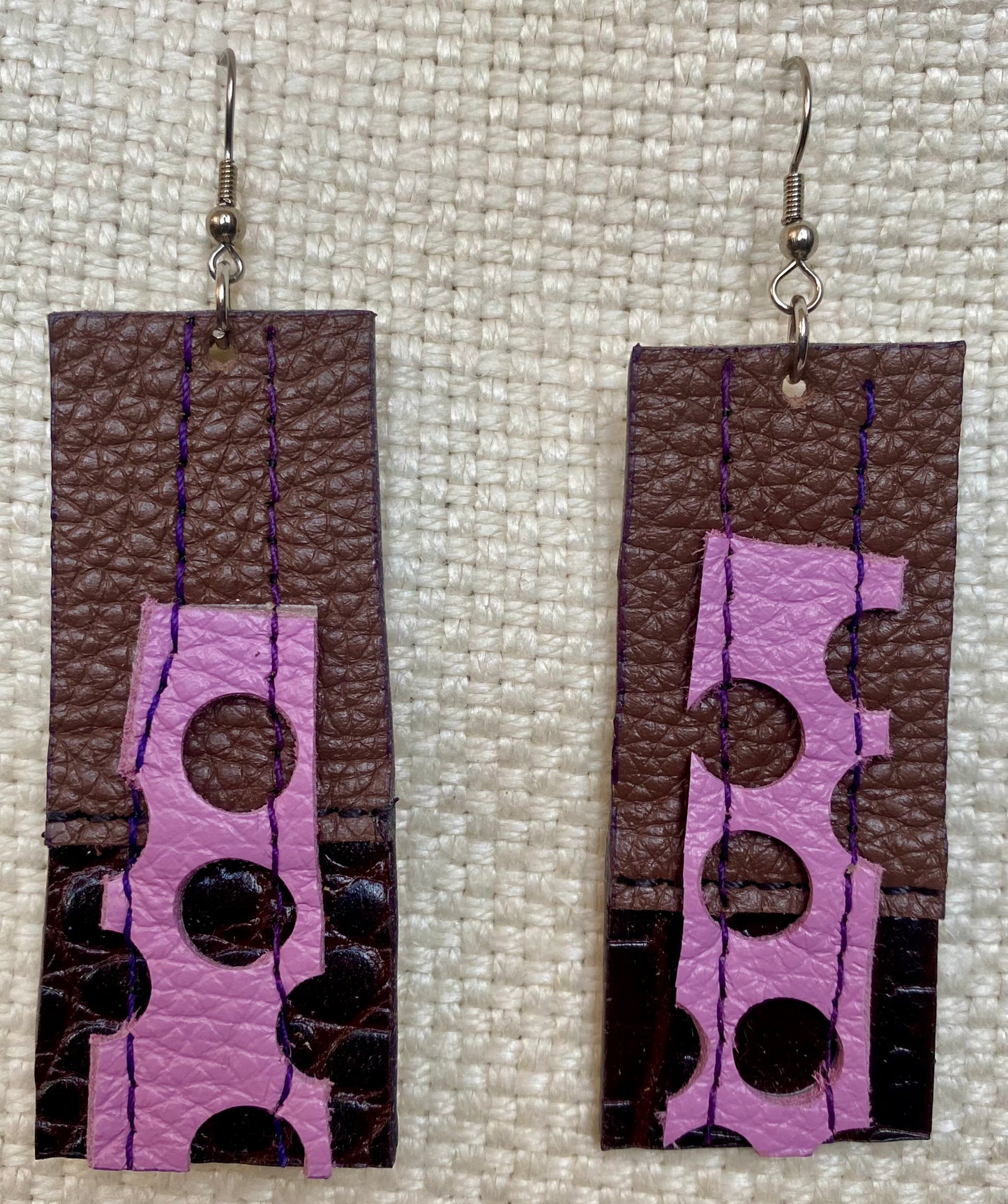 Leather Earrings  -  Length of longest side  3-1/2 inches