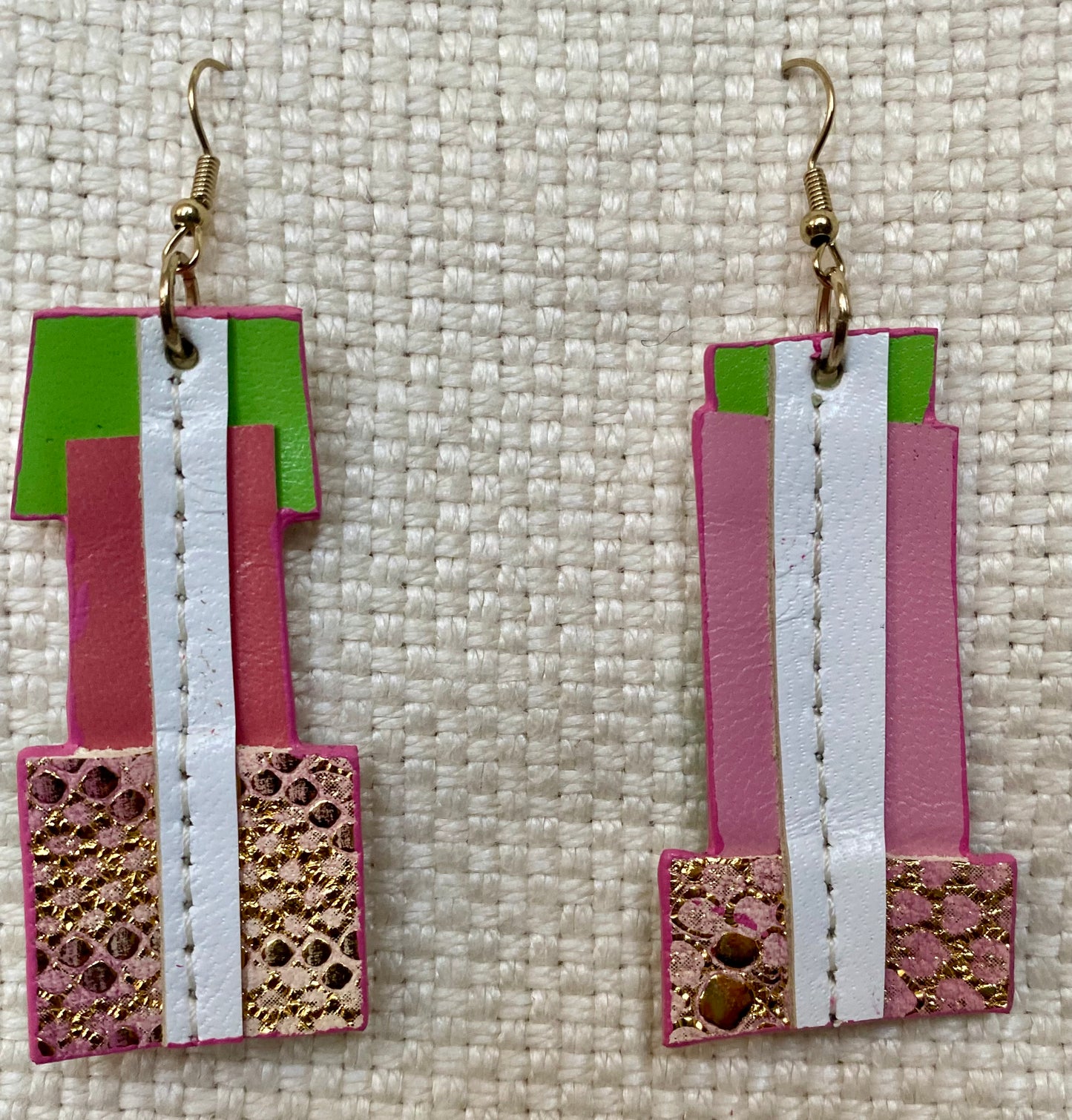 Leather Earrings  -  Length of longest side  3 inches