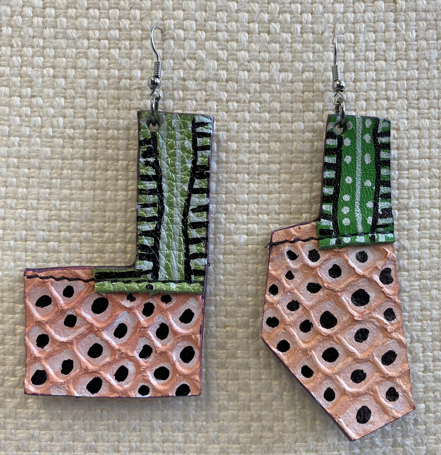 Leather Earrings-Length of the longest side is 3 inches