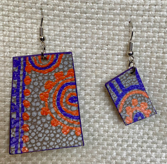 Leather Earrings  -  Length of longest side  2-1/2 inches