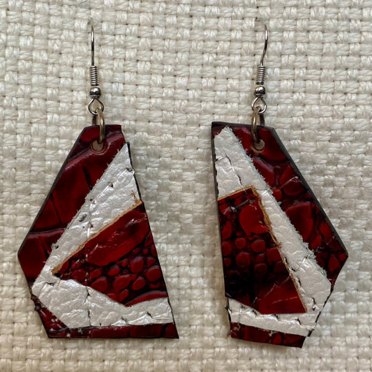 Leather Earrings  -  Length of longest side  2  inches