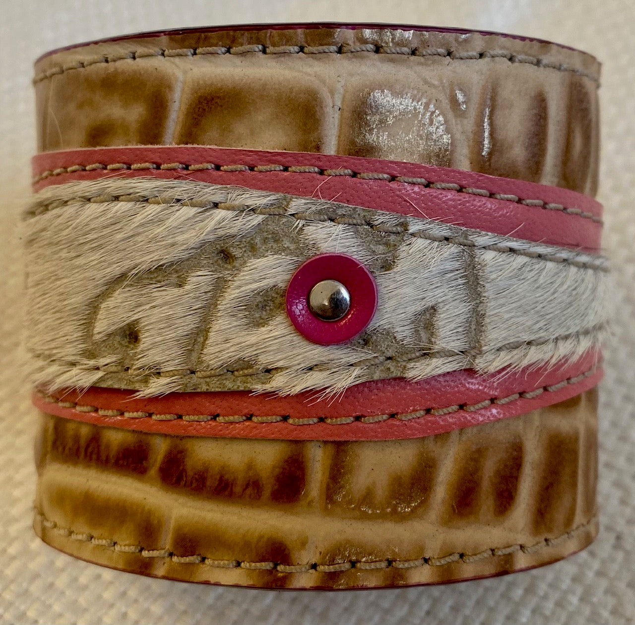 Leather Wrist Cuff -  fits  7 inch wrist.