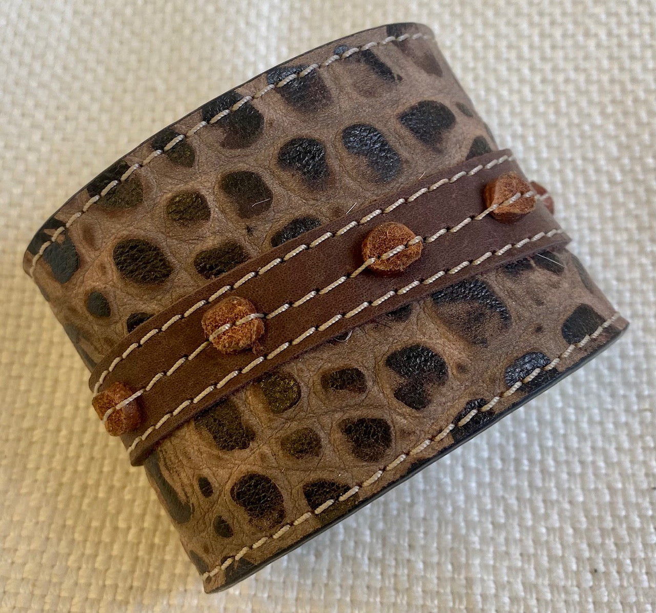 Leather Wrist Cuff -  fits  6 1/2 inch wrist.