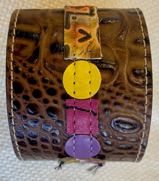 Leather Wrist Cuff -  fits  7 inch wrist.