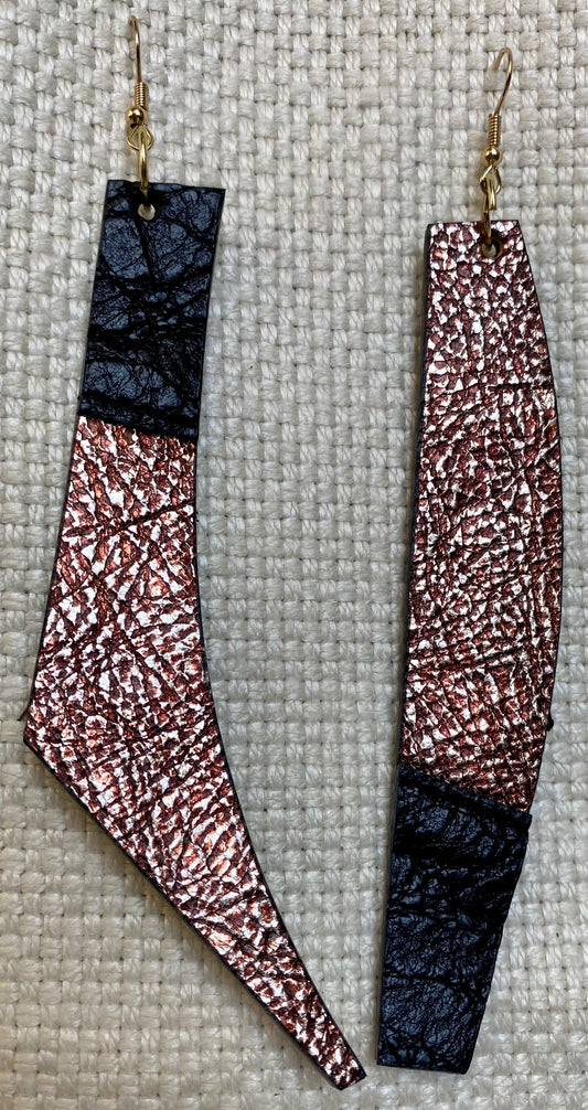 Leather Earrings  -  Length of longest side  5-1/2 inches