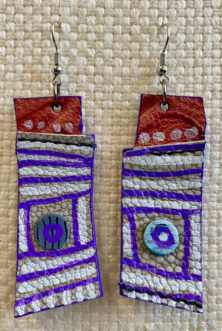 Leather Earrings - Length of the longest side  3 inches