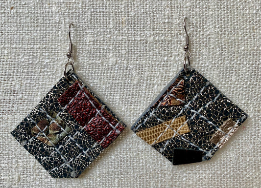 Leather Earrings-Length of the longest side - 1 3/4 inches.