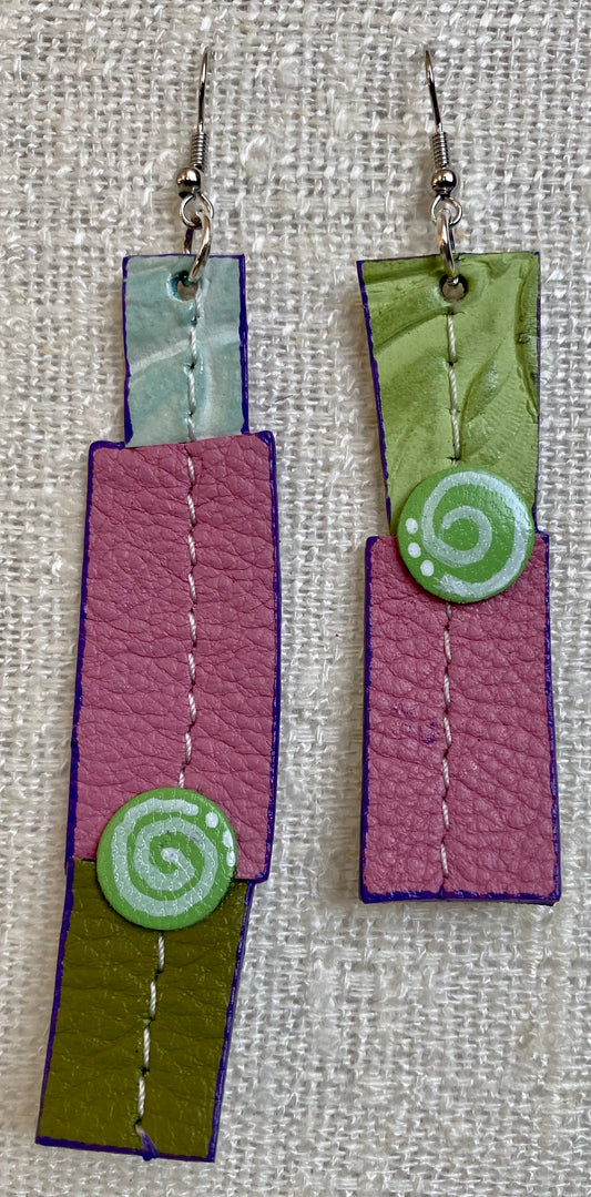 Leather Earrings-Length of the longest side  3  inches