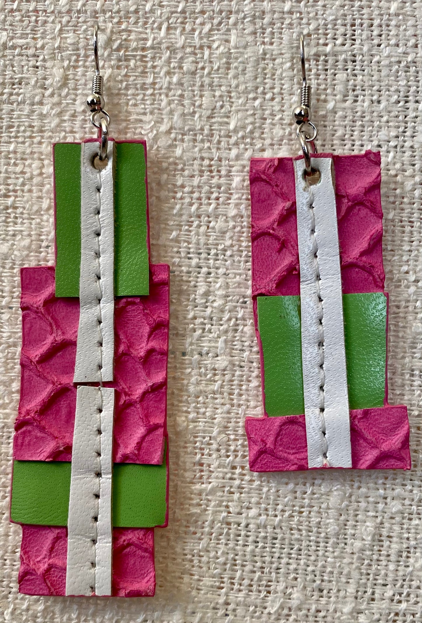 Leather Earrings - Length of the longest side 3  inches