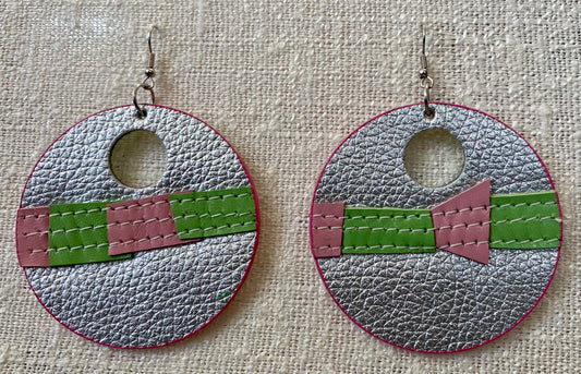 Leather Earrings -  Circle  2-1/2  inches