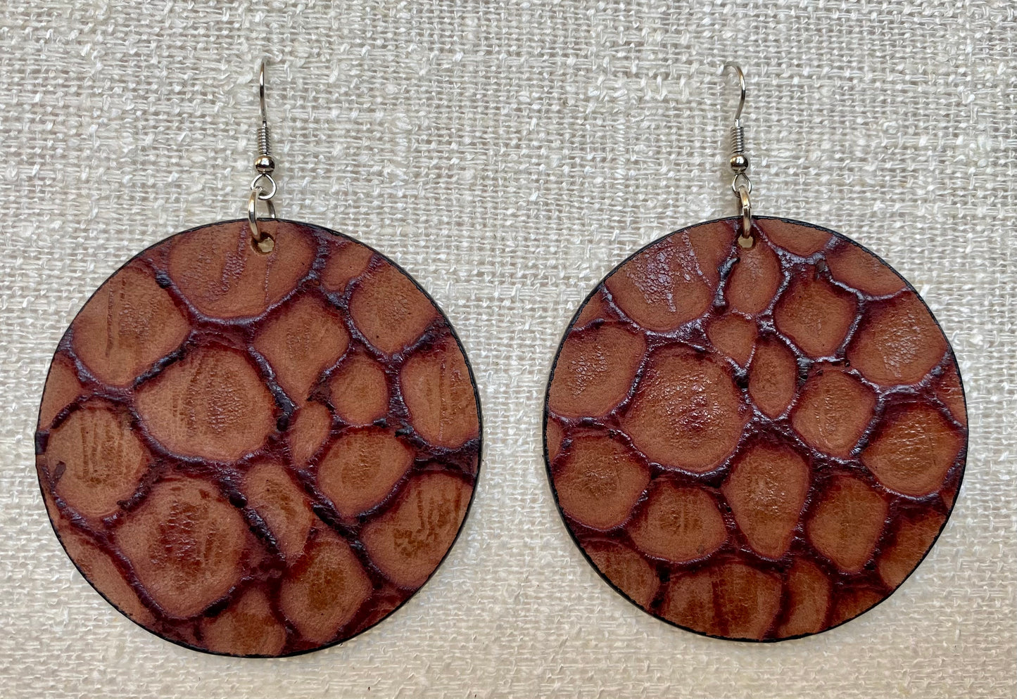 Leather Earrings-Circle  2-1/2  inches