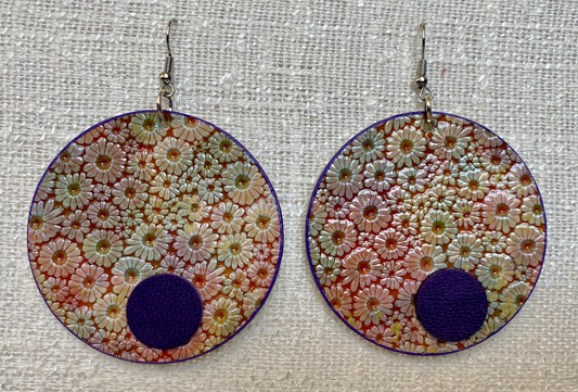 Leather Earrings-Circle  2  inches