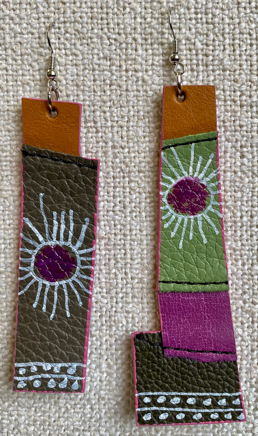 Leather Earrings-Length of longest side 2-1/2 inches 