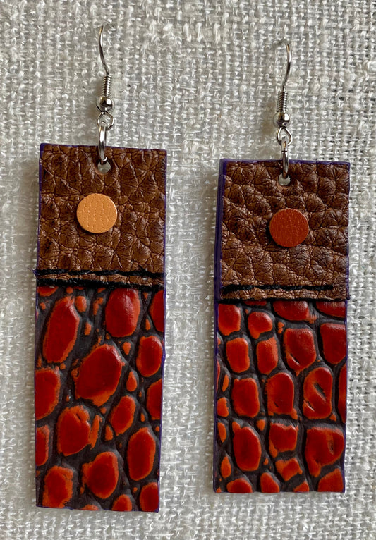 Leather Earrings-Length of longest side  2-1/4 inches